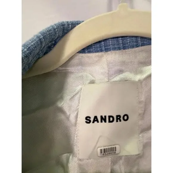 Sandro Blue Nars Blazer Size 42 Missing Buttons w/ Hole & Stains